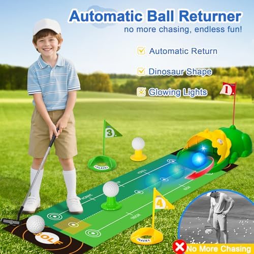 Child using adjustable golf club from Enjoyjoy kids set