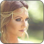 Catery gold head chain rhinestone headband front view