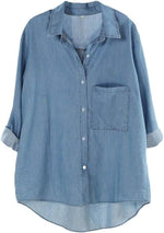 Minibee Women's Long Sleeve Shirts Button Down Blouse Cotton Tunic High Low Tops - Image 13
