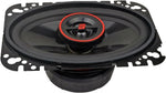 Close-up view of the PEI dome tweeter and branded speaker logo