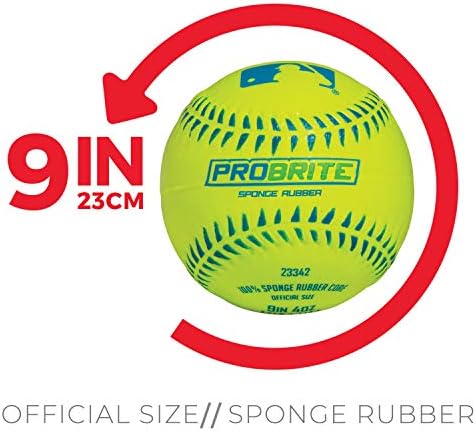 Youth baseball player holding a Franklin Sports neon teeball