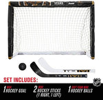 Vegas Golden Knights knee hockey goal with official team logos shown close up