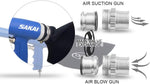 Sakai 2-in-1 air vacuum showing rotatable brush