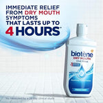 Back label of Biotene dry mouth treatment detailing usage directions and warnings.