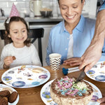Full 140 piece party supply set including plates napkins and cups