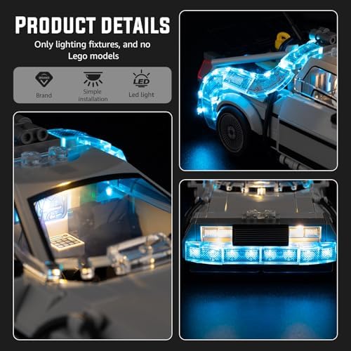 Back to the Future Lego Time Machine illuminated with Nitemode LED kit