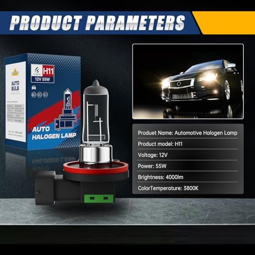 Okoenieo 3800K warm white replacement headlight bulbs illustrating the clear glare-free glass tip