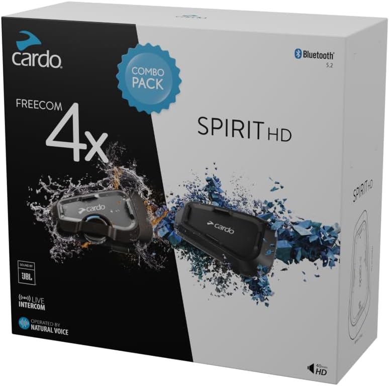 Cardo Freecom 4X and Spirit HD Bundle front view dual motorcycle intercom kit