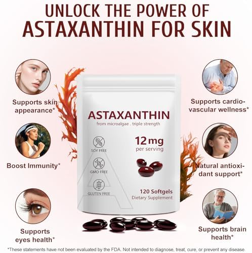 Vortexonix premium natural astaxanthin supplement showing non-GMO and gluten-free labels