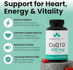Luma Nutrition premium coenzyme Q10 sixty liquid softgels supplement information label