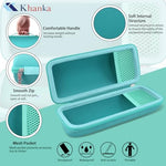 Khanka shockproof speaker pouch close up highlighting the durable classic zipper mechanism