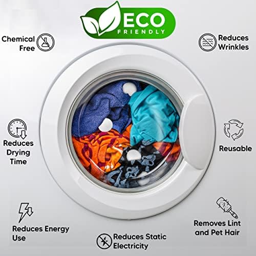 Raytrade organic dryer balls being placed into a laundry machine to reduce wrinkles.