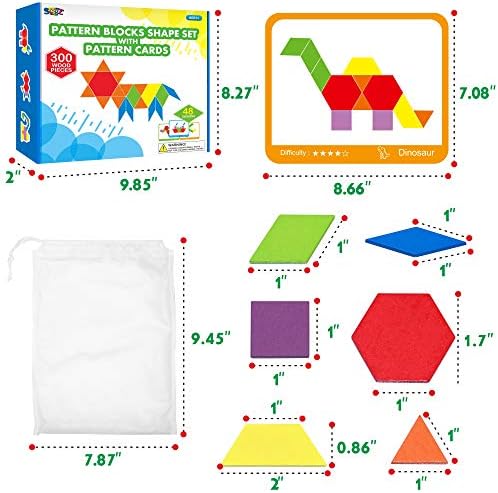 SpriteGru Montessori puzzle set with natural wood blocks and matching activity guide sheets
