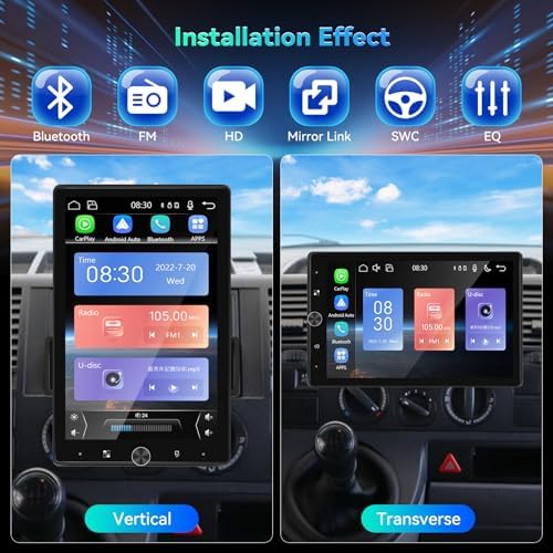 Nhopeew car multimedia player screen rotated to horizontal mode displaying navigation maps