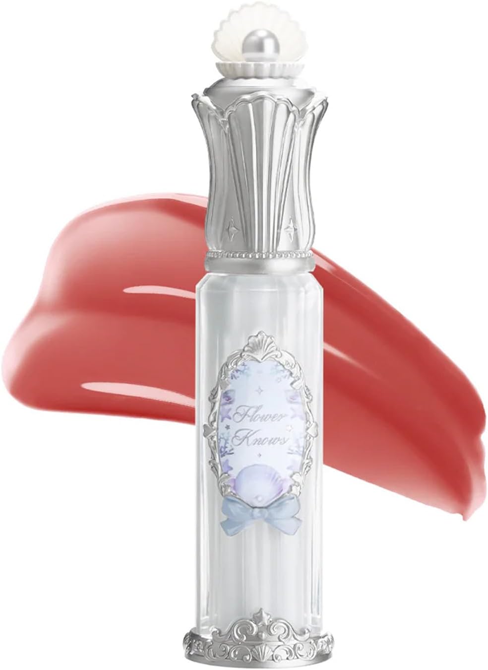 Flower Knows Shell's Jewel Nourishing Lip Glaze front view showing the elegant seashell-shaped cap.