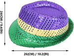 Wgudzpj Mardi Gras hat fedora sequin cap unisex costume wear