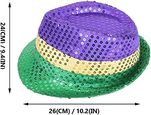 Wgudzpj Mardi Gras hat fedora sequin cap unisex costume wear