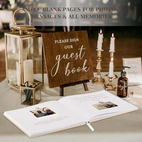 Lanpn polaroid guest book displayed on a wedding reception table