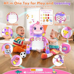Toddler playing with Nicmore dinosaur sports activity center
