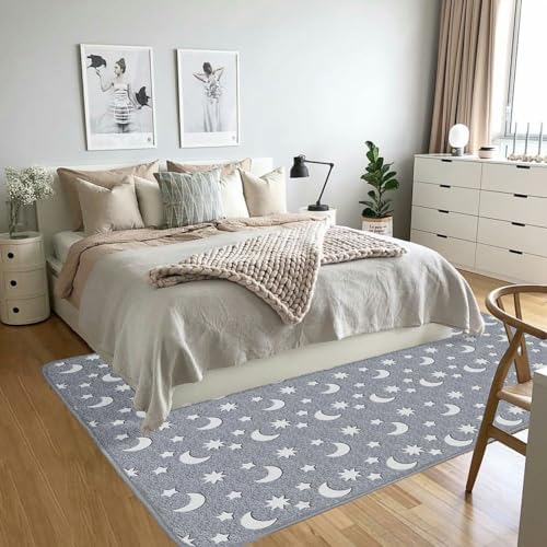 Toddler playing safely on the large Eanpet non slip bedroom rug