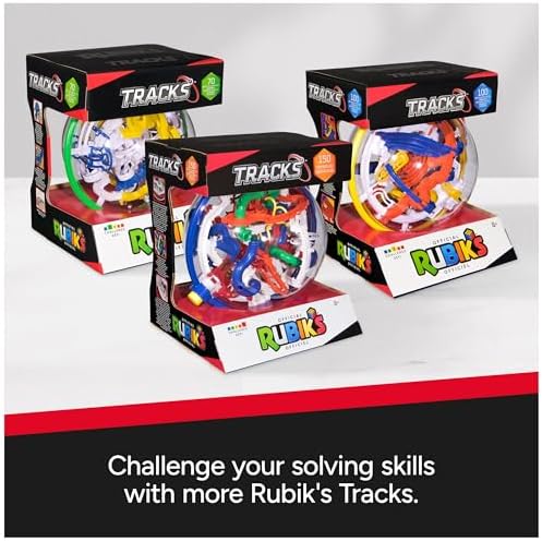 Side view of the transparent Rubik's Tracks puzzle orb