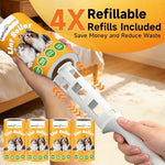 Close up of spiral cut easy peel sheets on a lint roller refill