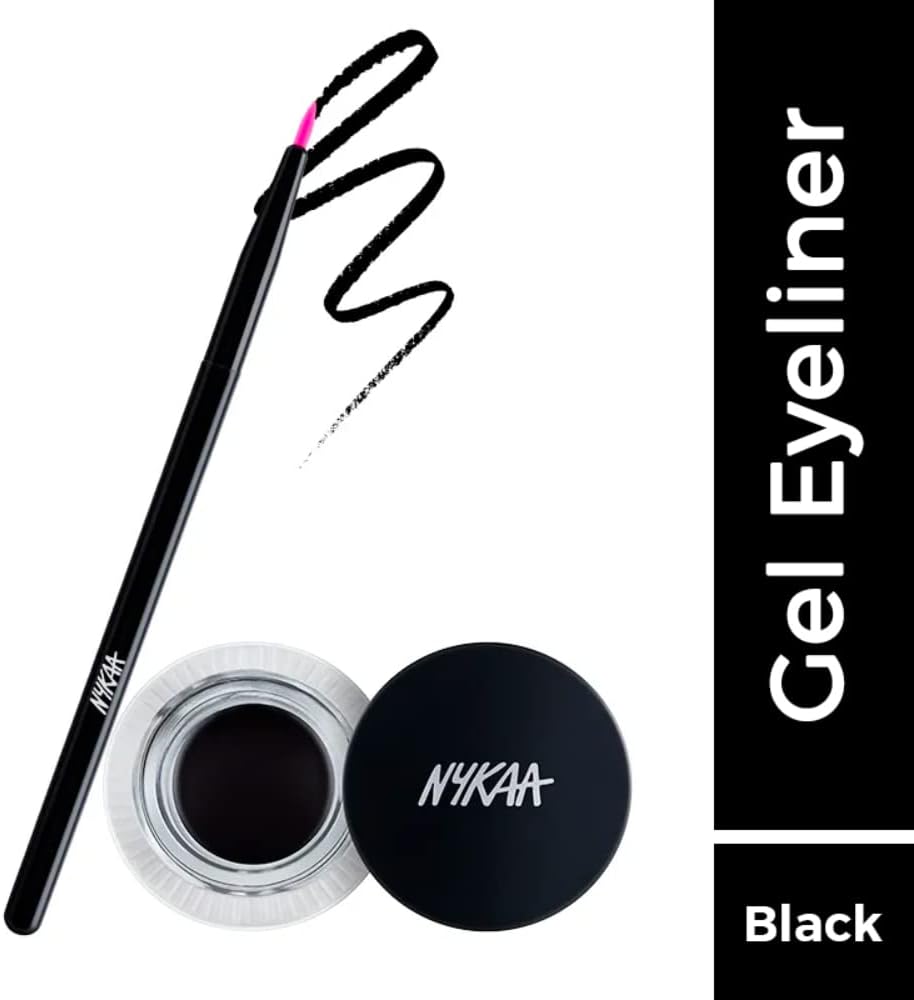 Nykaa gel eyeliner jet black swatch on skin