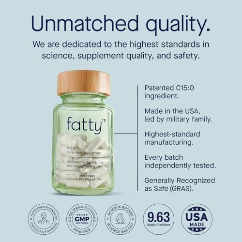 Fatty15 pure C15:0 pentadecanoic acid capsules for metabolic support