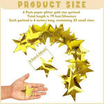 Close up view of the stitched metallic gold stars showcasing the glossy reflective material.