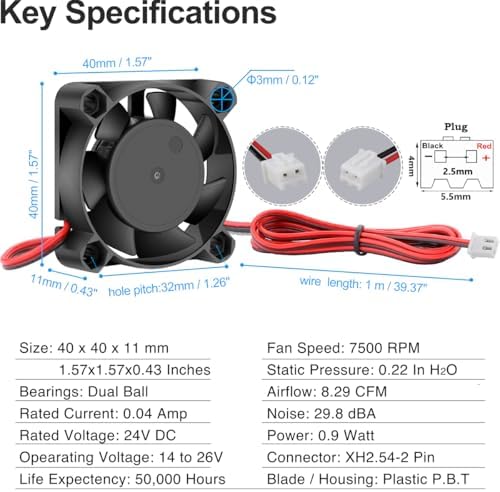 GDSTIME forty millimeter two piece fan pack with included mounting screws on white background