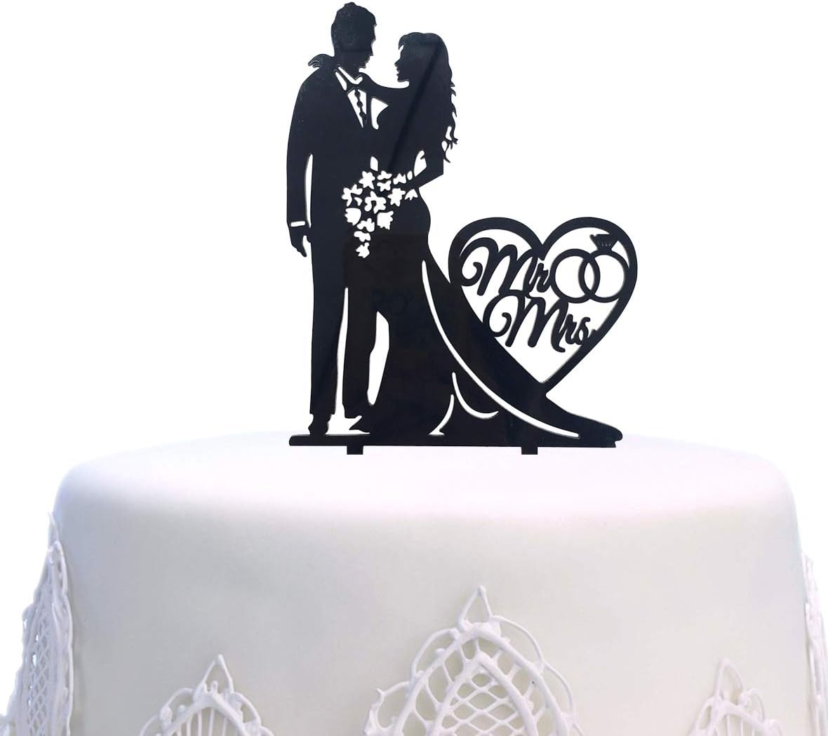 Kootips Mr And Mrs Acrylic Love Wedding Cake Topper front view