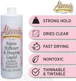 Nontoxic fabric stiffening liquid for shaping lace and ribbons in a clear finish.