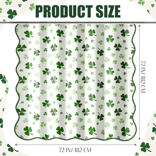 Frienda shamrock bathroom curtain scalloped edge detail with included plastic hooks