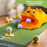Toddler adjusting the telescopic golf club length