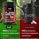JOYLI Nutrition Coenzyme Q10 120 softgels nutritional facts panel close up view