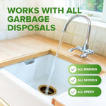 Close up of Renuv citrus scented garbage disposal cleaner tablet