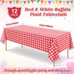 Close up of red and white gingham plastic tablecloth texture