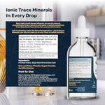 Baja Gold liquid ocean minerals bottle top view emphasizing secure seal import quality