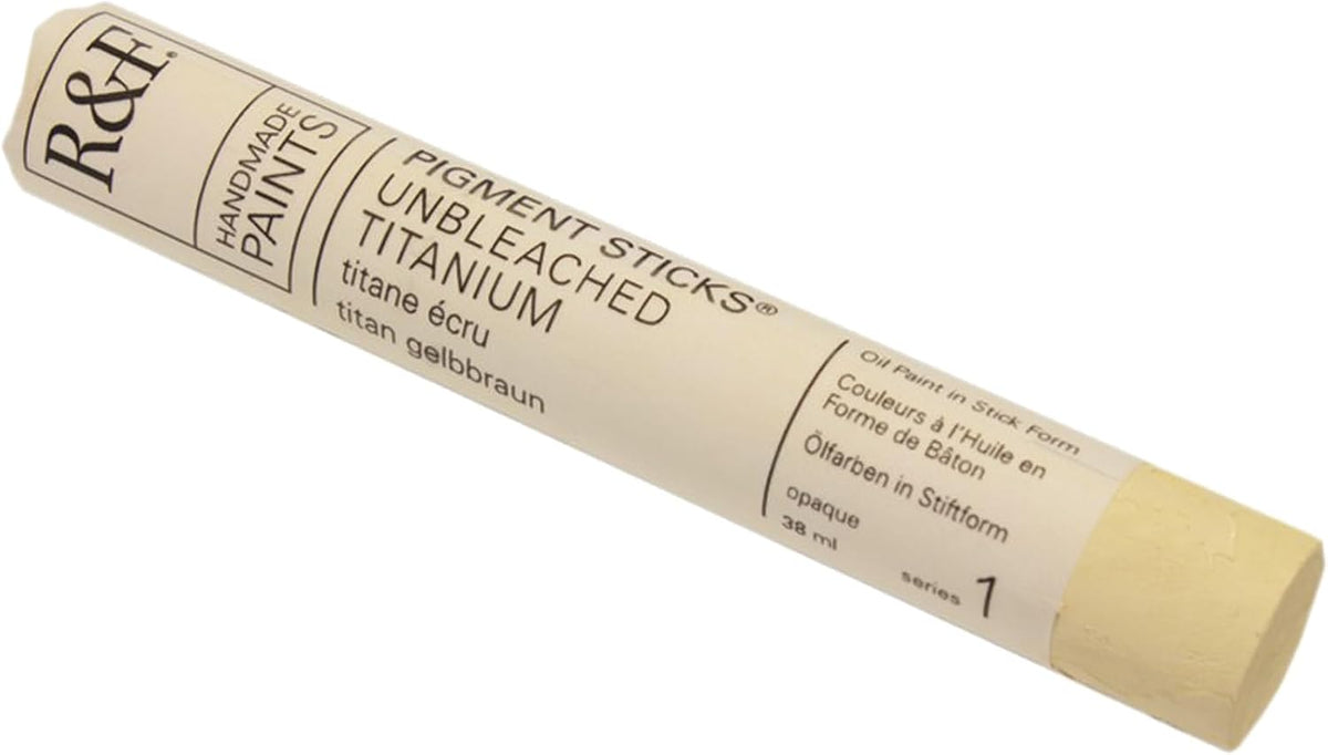 R&F oil paint stick size comparison and labeling