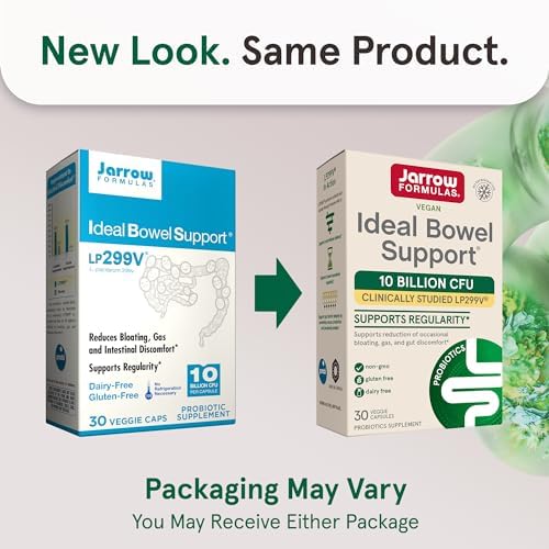 Jarrow Formulas Ideal Bowel Support supplement facts label detailing 10 billion organisms of Lactobacillus plantarum 299v
