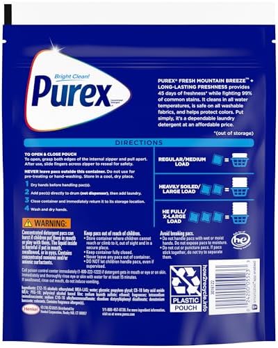 Purex pre measured single dose laundry pacs sixty six count tub