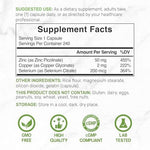USA imported authentic Deal Supplement Zinc Picolinate bottle capsule count side