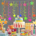 Premium lightweight paper neon streamers spread out before event setup