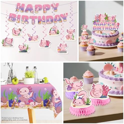 Full party atmosphere setup with banner and balloon decorations