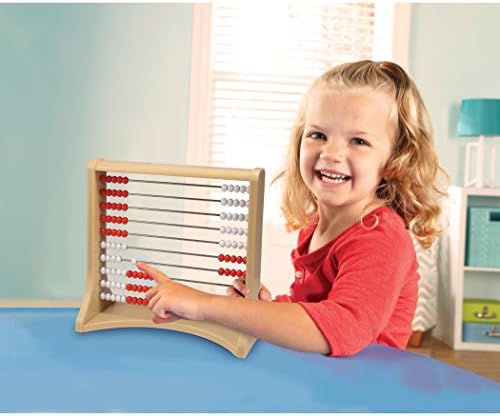 Child using Learning Resources 10-Row Rekenrek for visual math learning