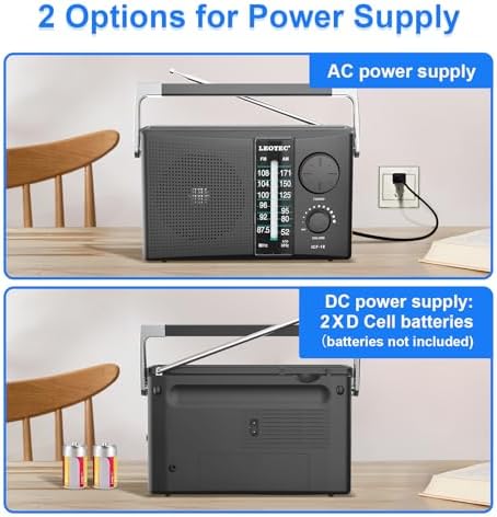 Leotec radio showing AC power connection port