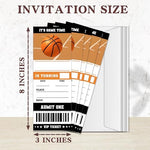 VAHATAN sports party invite cards with matching envelopes laid out on table