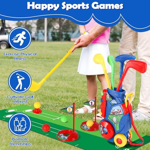 Full package contents of the Super Joy kids golf toy kit