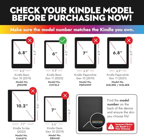 Tacky Design 3M vinyl skin applied to Kindle 11th Gen