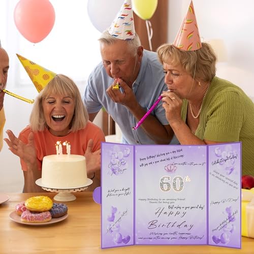 Purple 1st-99th Happy Birthday Party Decorations 18"x12" Birthday Guest Book for Men Women Suitable for All Ages Birthday Gifts Birthday Card - Image 5